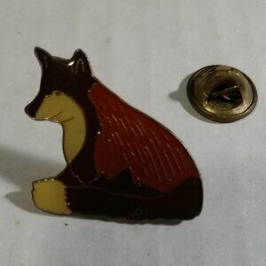 Vintage Hat/Lapel Pin Mafco Brown and White Fox Pin 1" x 1" Metal